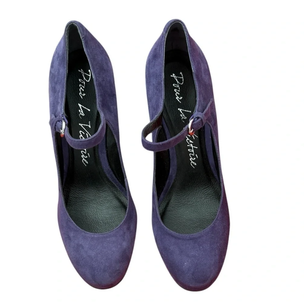 Pour La Victoire Women's Suede Purple Wedge Pumps Shoes Size 8.5